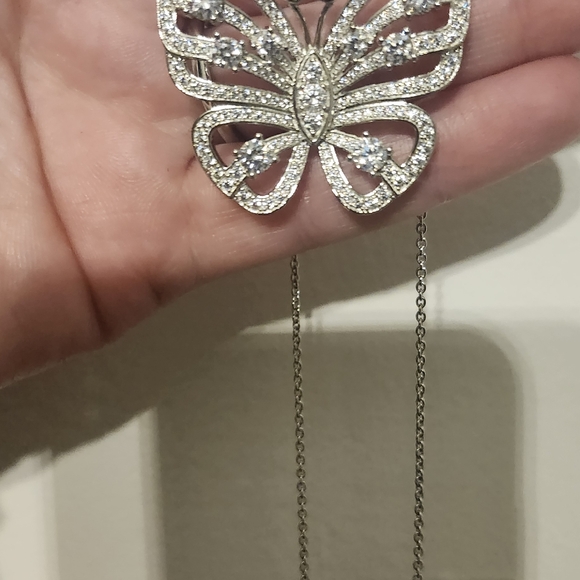 CERTIFIED 3.33 Carat VVS1 D EX MARIAH BUTTERFLY Moissanite Diamond NECKLACE *NEW - Picture 11 of 16
